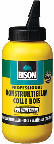 Bison konstruktielijm flacon 750 g, watervaste, houtkonstruktlielijm, bruist licht, overschilderbaar, binnen en buiten, d4, sterker dan hout, waterbestendig