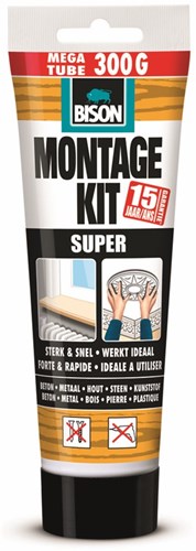 Bison montagekit super tube 300 g, extra sterk, montagelijm, bevestigen, hoge eindsterkte, binnen en buiten, blijvend elastisch, extra sterk, vullend eenvoudig in gebruik