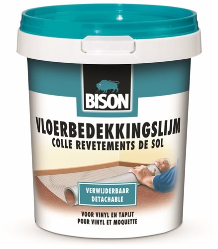Bison vloerbedekkingslijm verwijderbaar emmer 2.5 kg, kant klaar, eenvoudig te verwerken, eenvoudig te verwijderen, zuinig, oplosmiddelvrij, makkelijk in gebruik