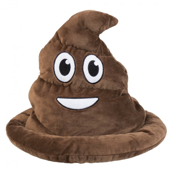 Hoed poep emoticon unisex 30 cm bruin