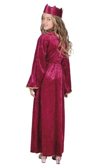 Kinderkostuum Renaissance Koningin Rood maat 152 164