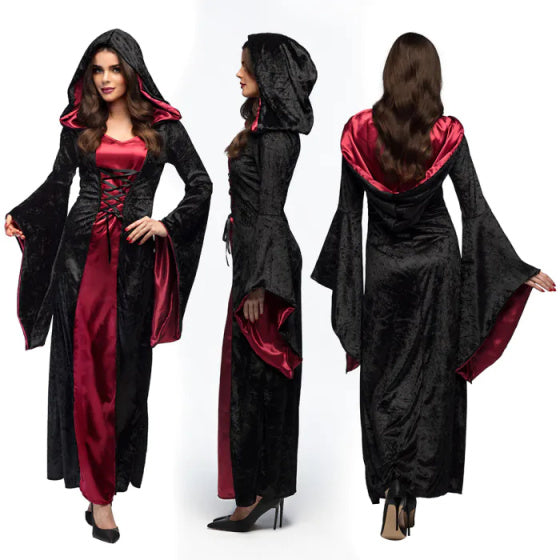 Vampire Mistress Halloween Kostuum Dames Zwart Rood maat 40 42
