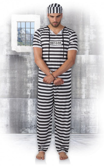 Gevangene Kostuum Heren Zwart Wit maat 50 52 54