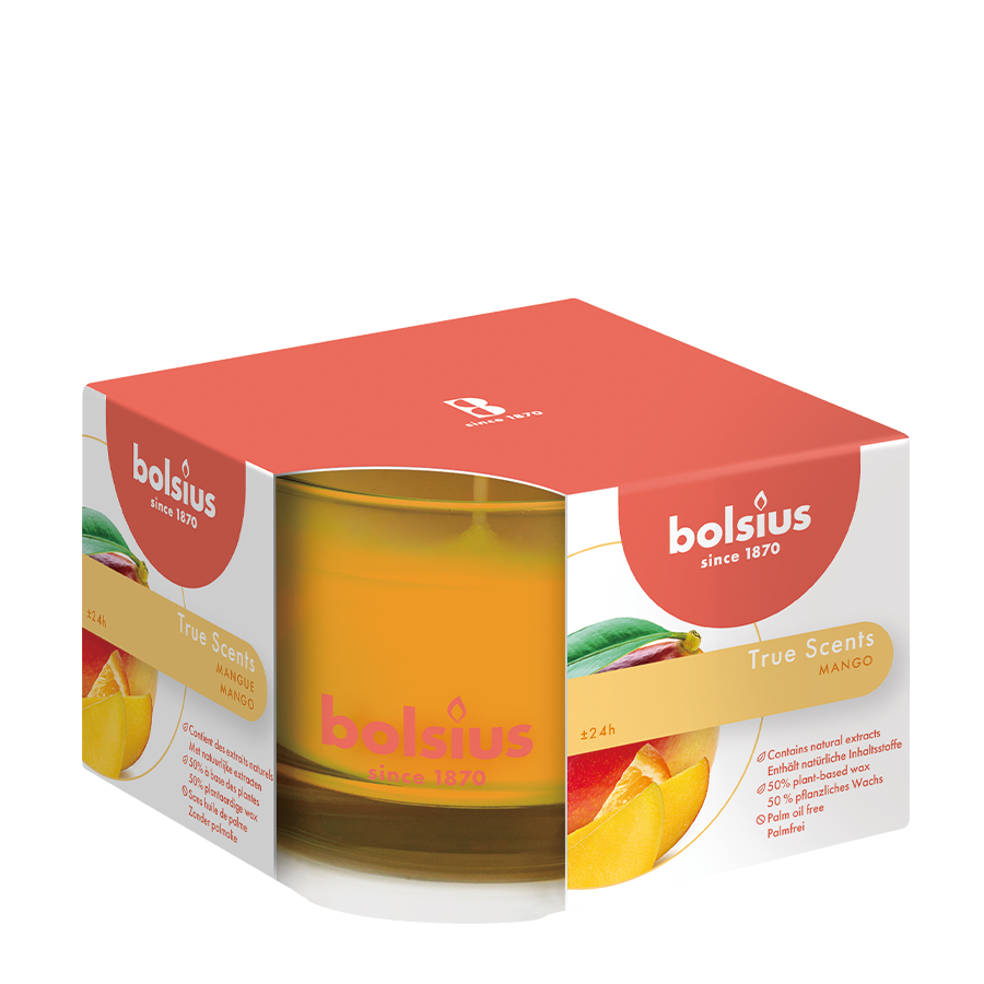 Bolsius geurkaar in glas echte geuren mango