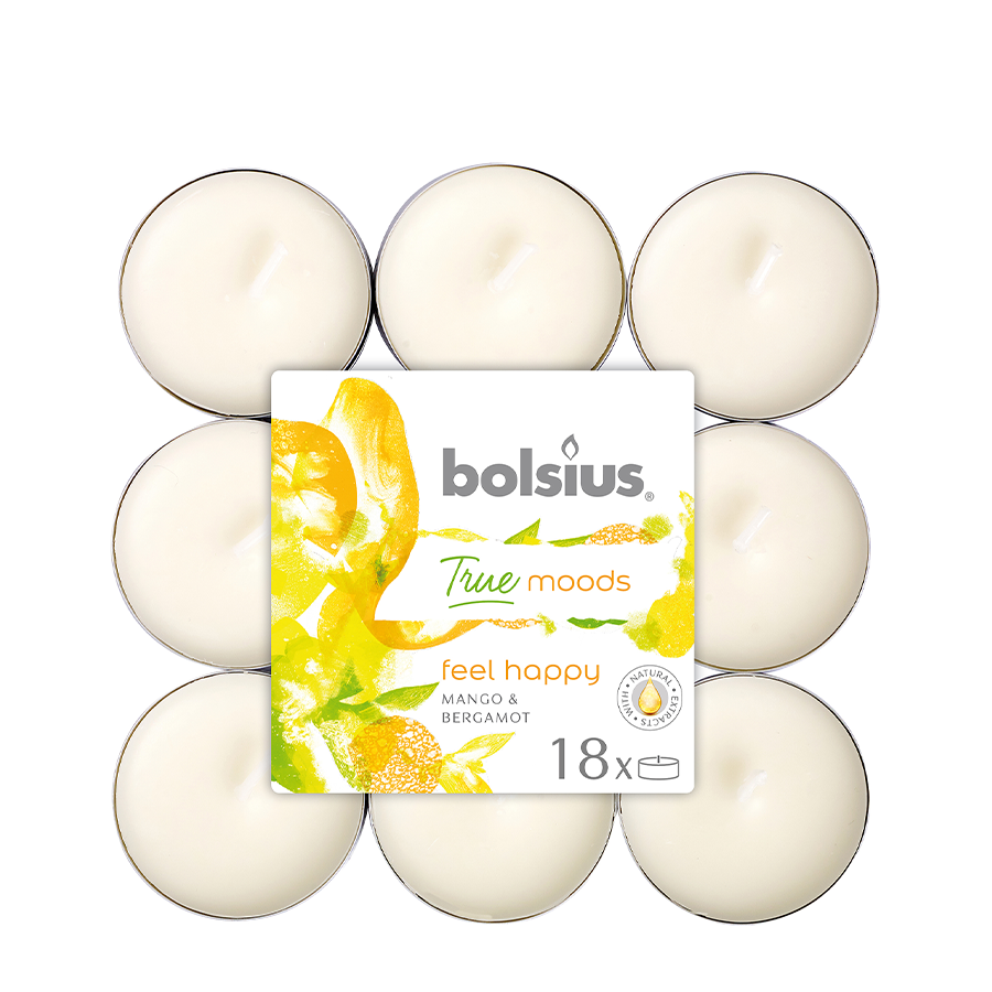 Bolsius geurtheelicht true moods feel happy 18 stuks