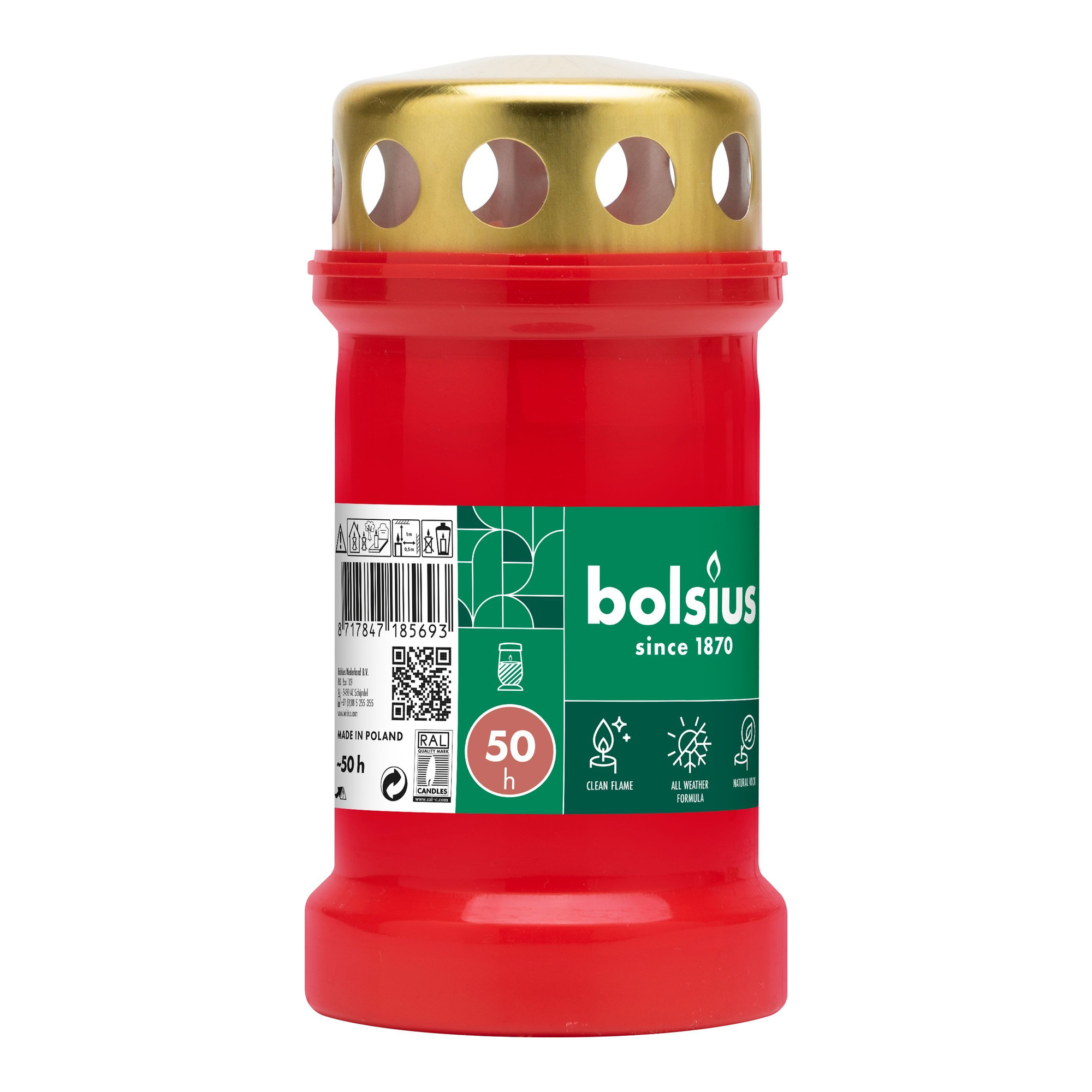 Bolsius graflicht nr 3 met deksel rood ø67x133 mm 50 uur (24 stuks)