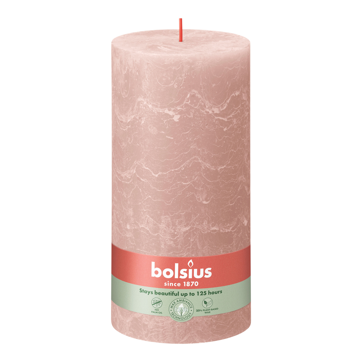 Bolsius rustiek stompkaars misty pink ø100x200 mm 125 uur (4 stuks)