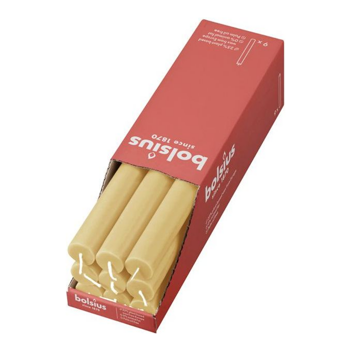 Bolsius rustiek tafelkaars oat beige ø23x270 mm 13 uur (9 stuks)
