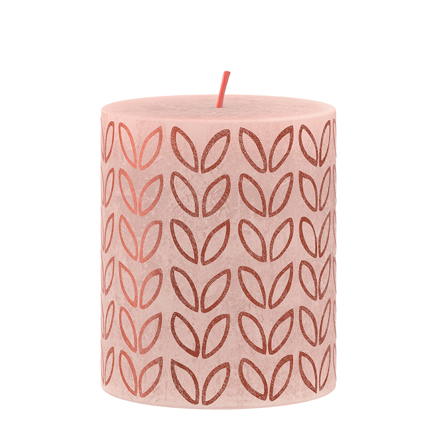 Bolsius silhouet stompkaars mistig roze met print 80x68 mm