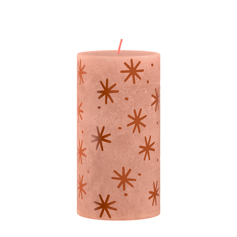 Bolsius rustieke stompkaars silhouette winter edition creamy caramel 130 68mm
