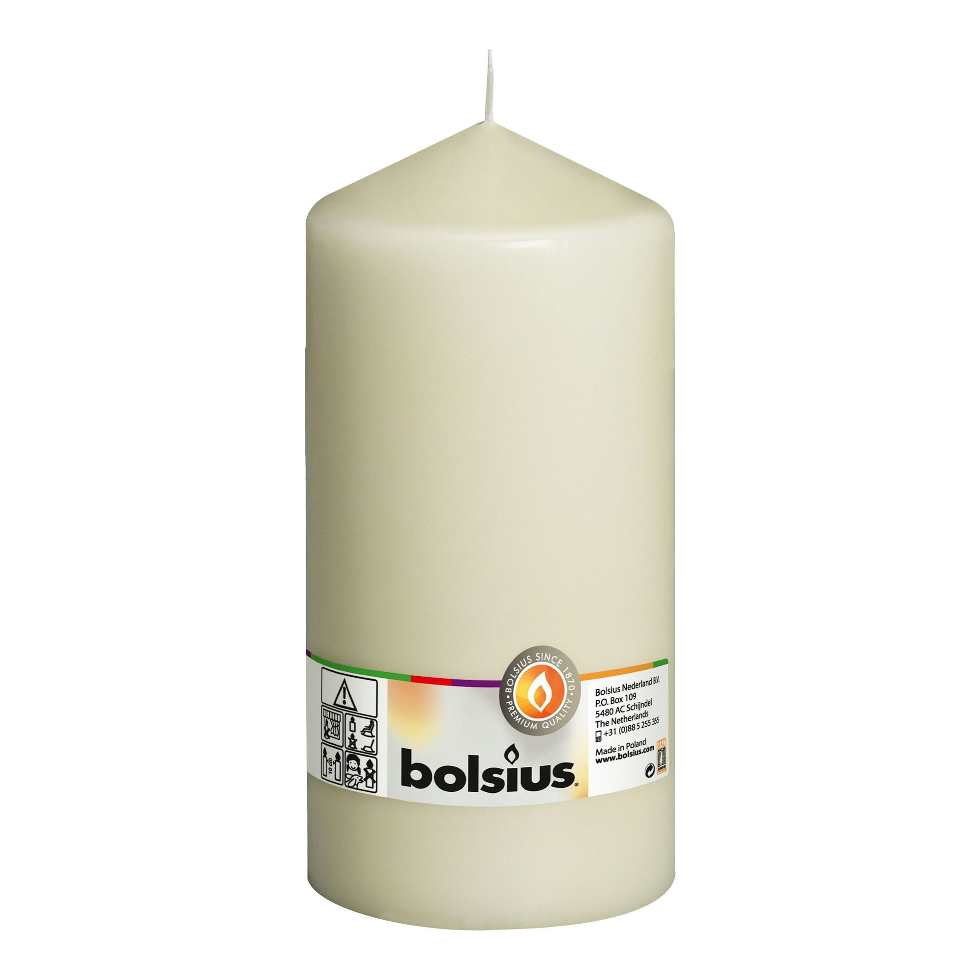 Bolsius stompkaars ivoor ø98x200 mm 120 uur (8 stuks)