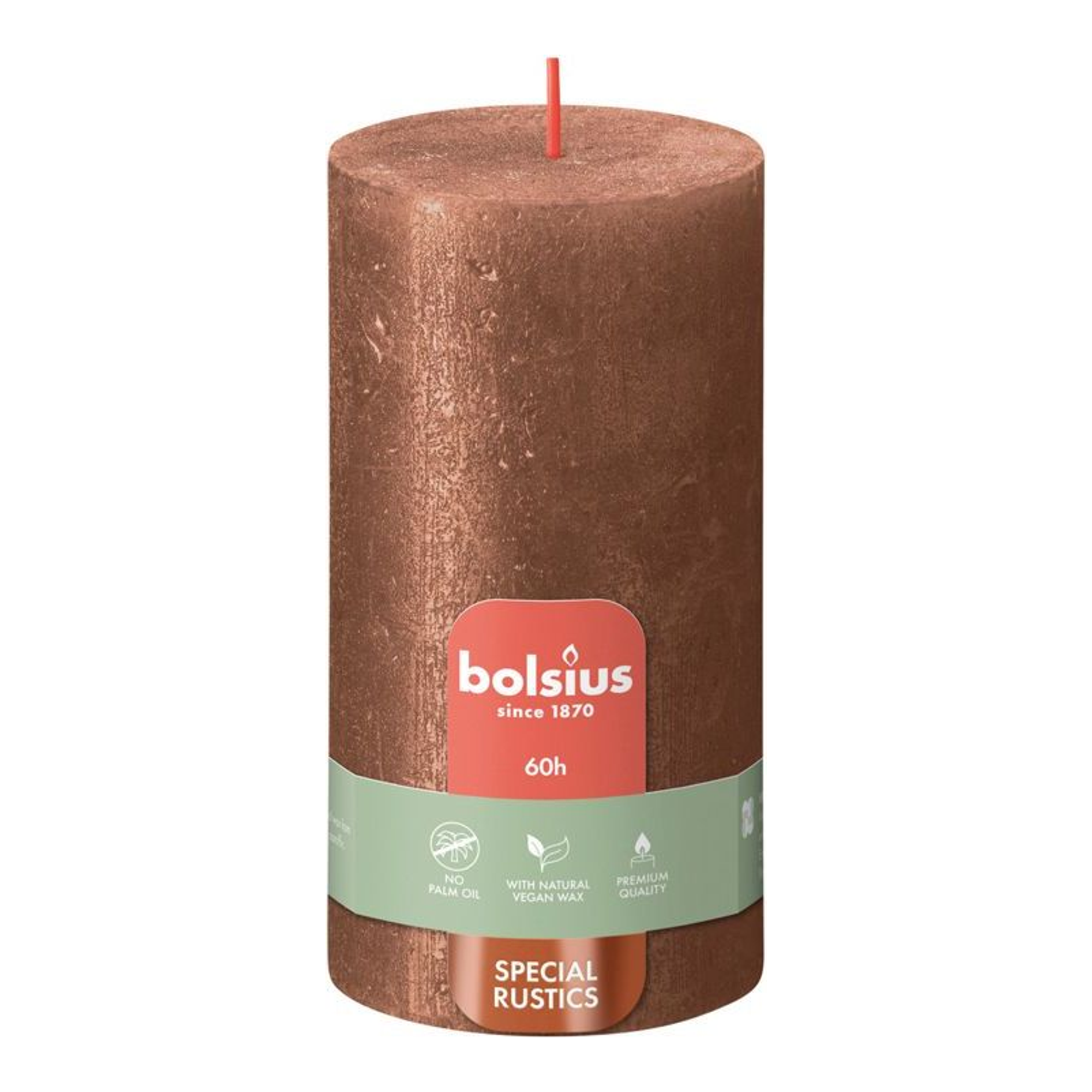 Bolsius stompkaars shimmer copper ø68x130 mm 60 uur (4 stuks)
