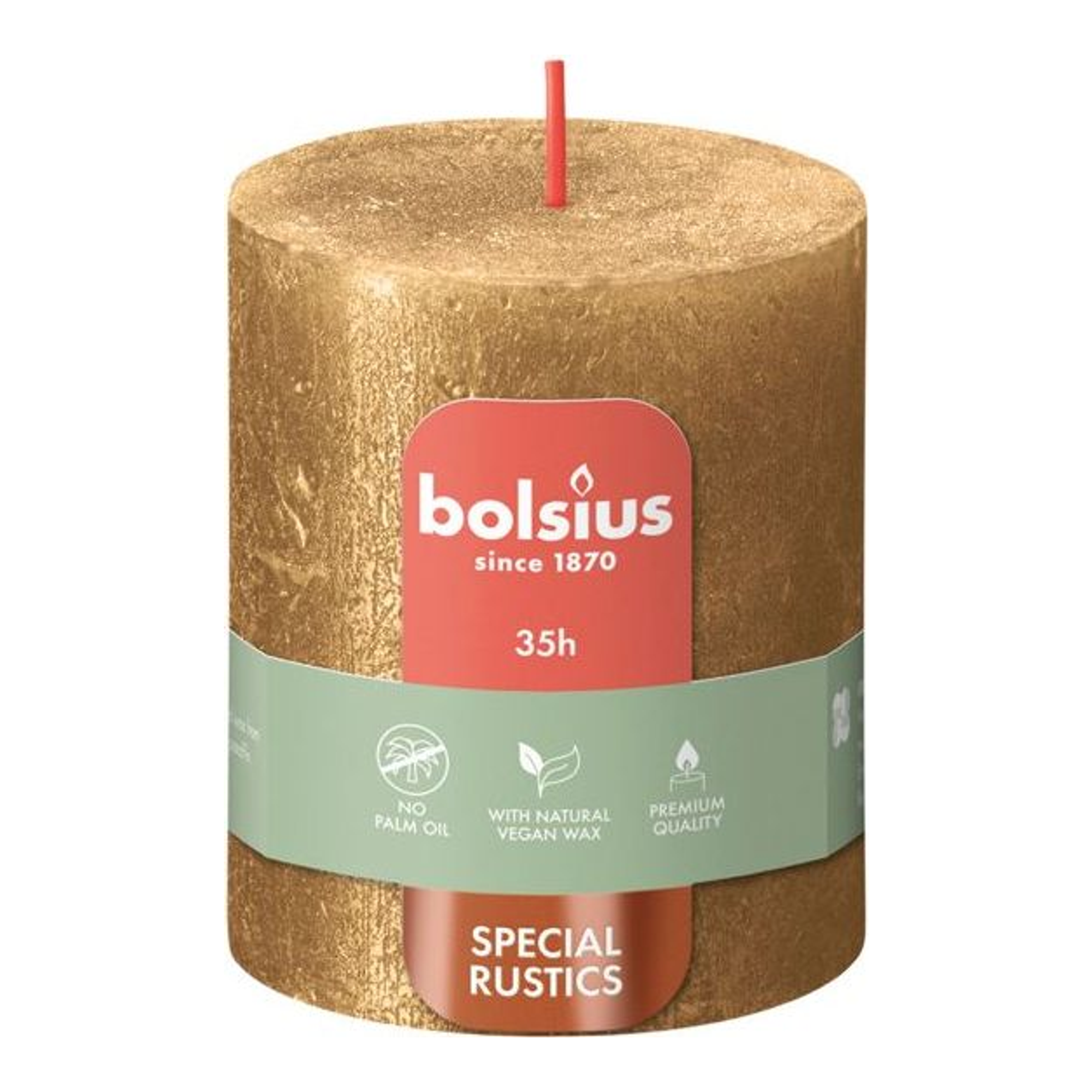 Bolsius stompkaars shimmer gold ø68x80 mm 35 uur (4 stuks)