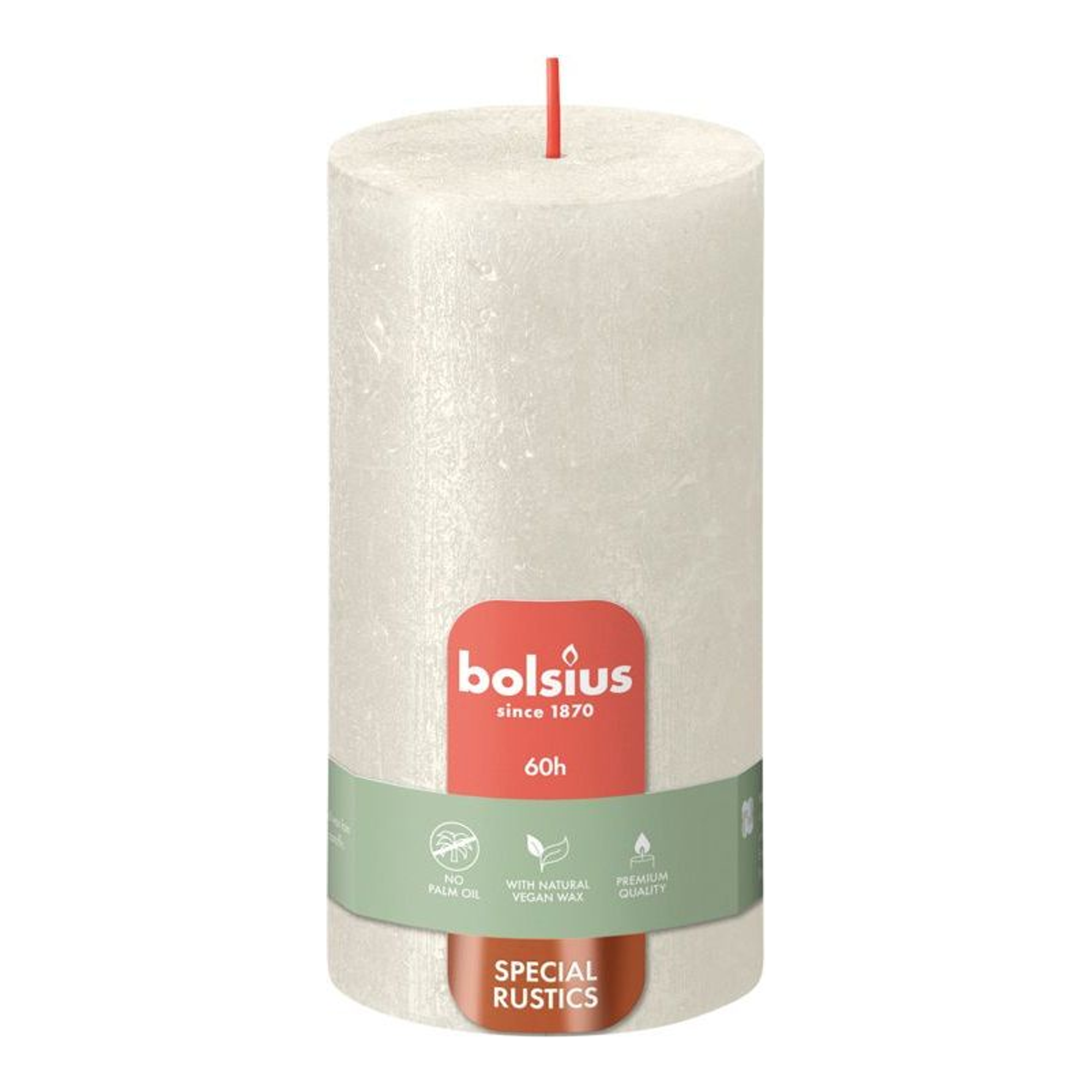 Bolsius stompkaars shimmer ivory ø68x130 mm 60 uur (4 stuks)
