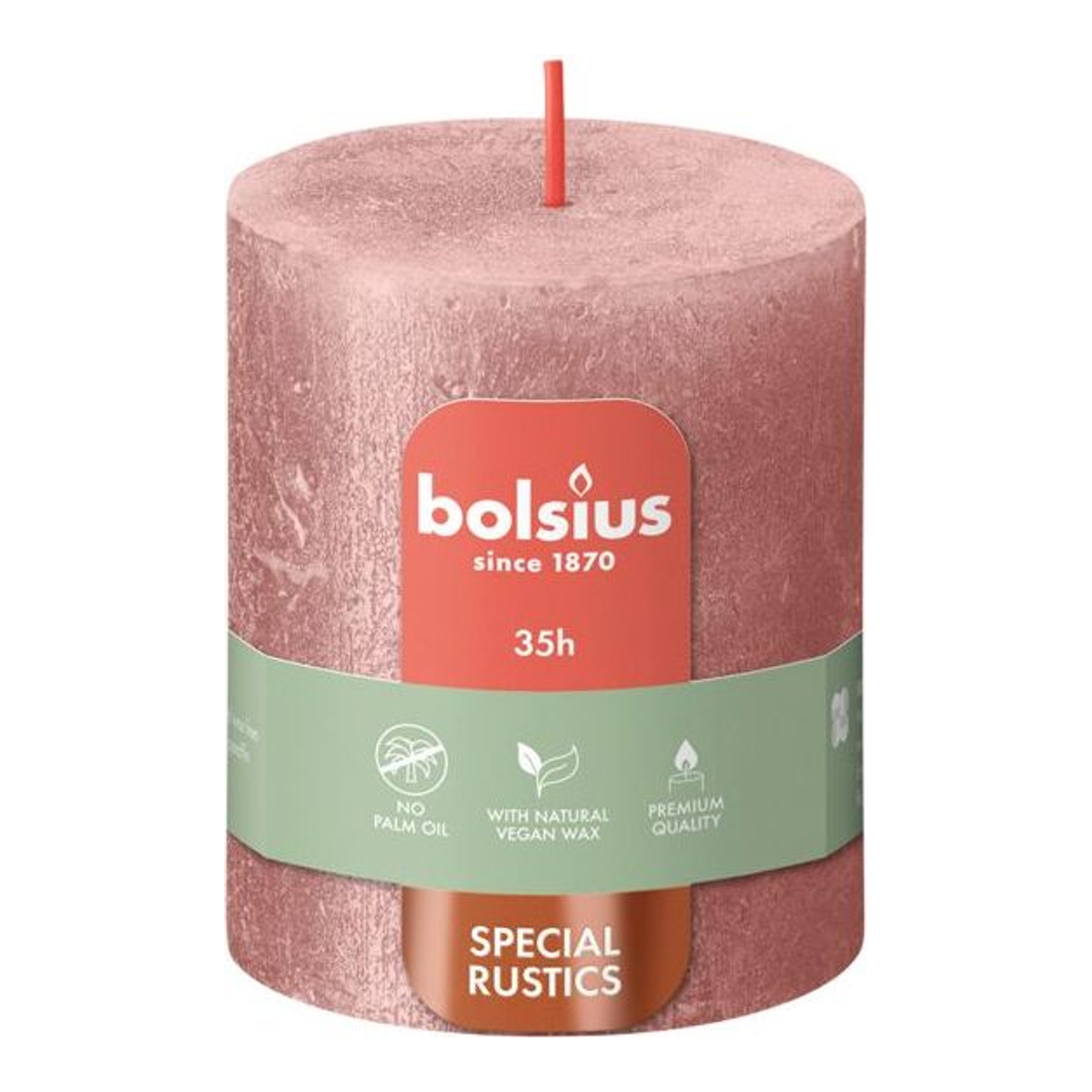 Bolsius stompkaars shimmer pink ø68x80 mm 35 uur (4 stuks)