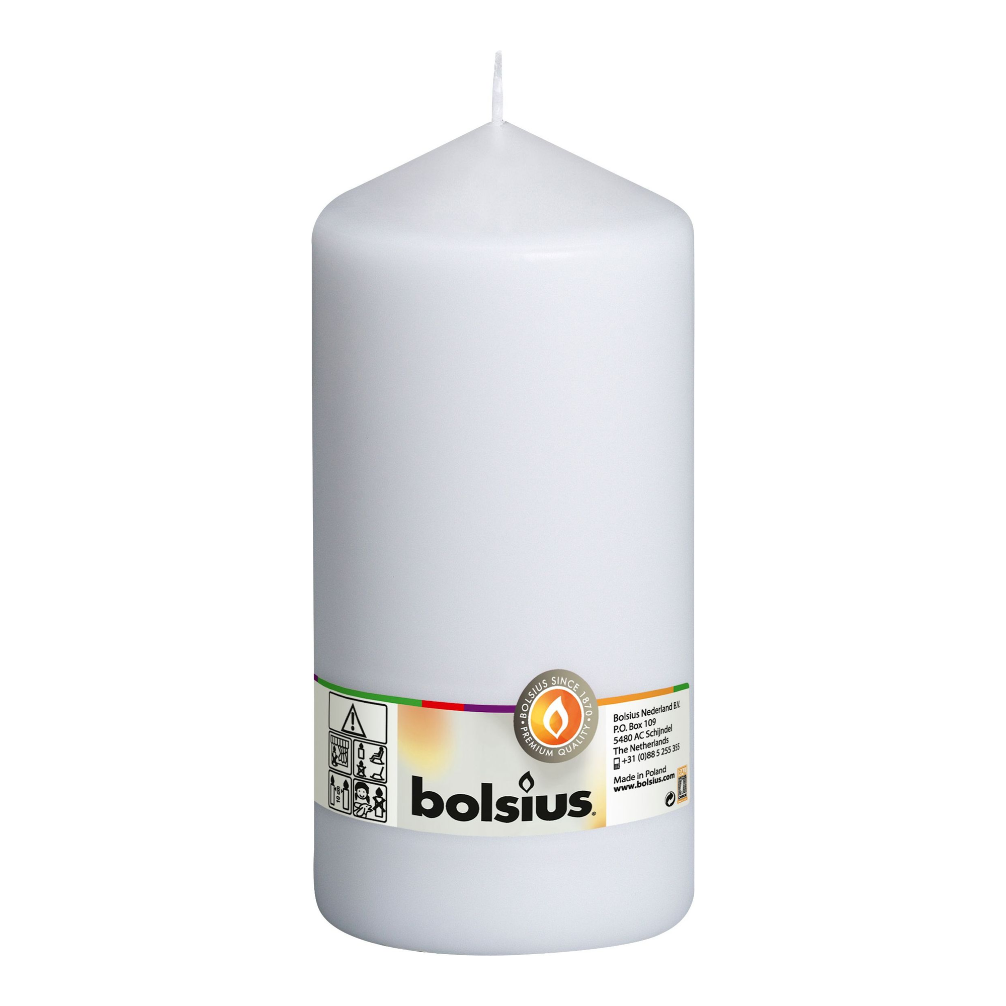 Bolsius stompkaars wit ø98x200 mm 120 uur (8 stuks)