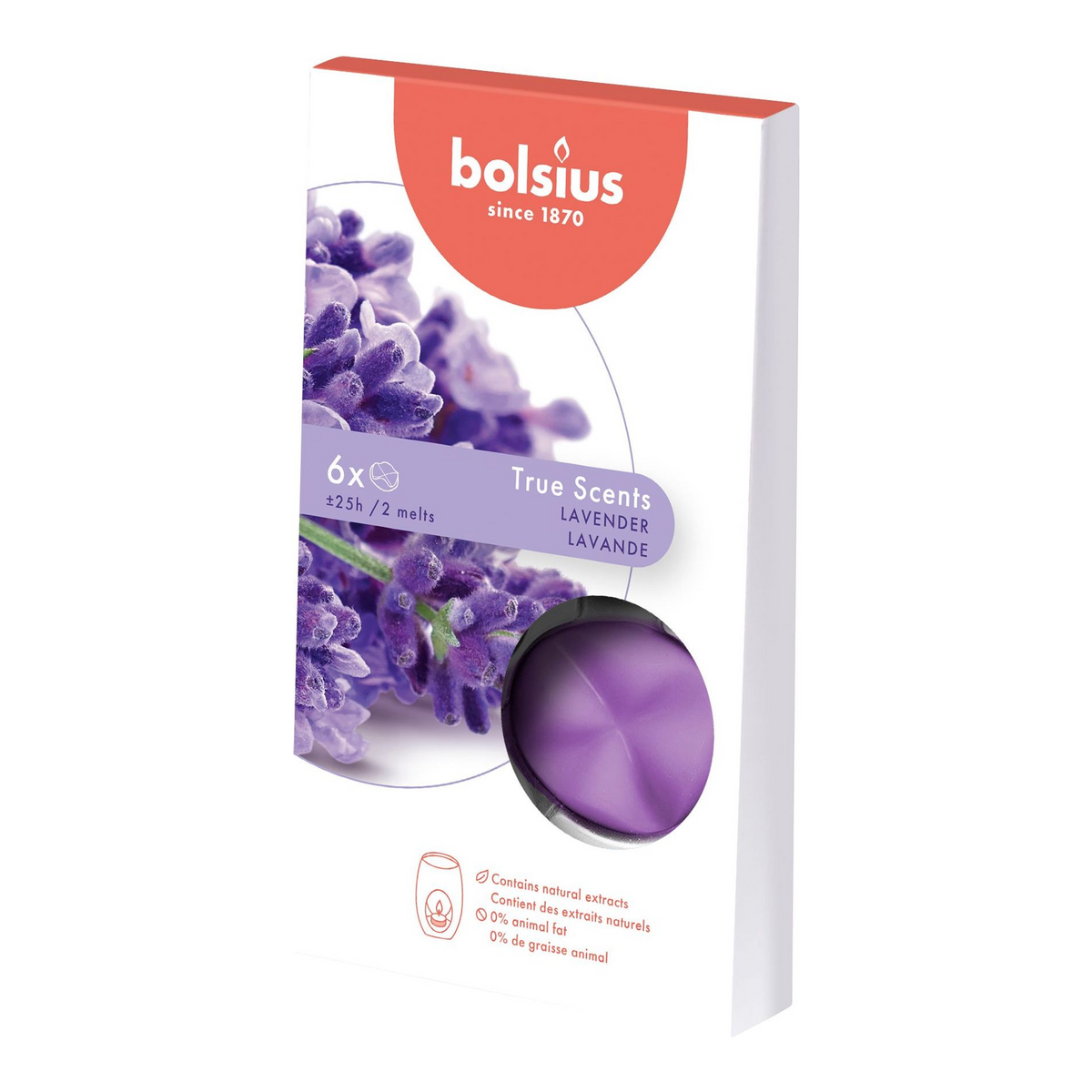 Bolsius wax melts pack true scents lavender 25 uur (8x 6 stuks)
