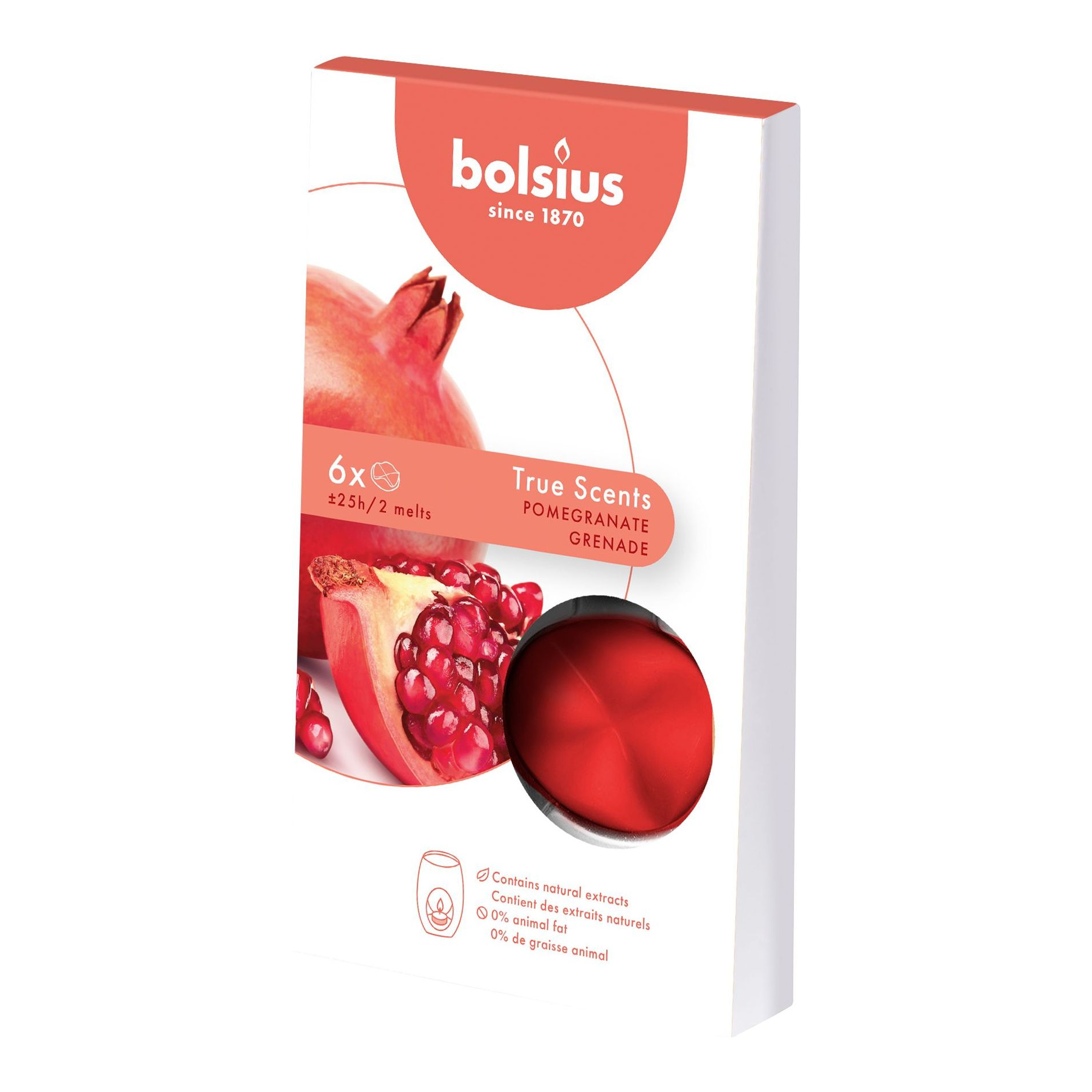 Bolsius wax melts pack true scents pomegranate 25 uur (8x 6 stuks)