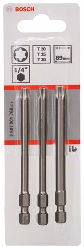Bosch accessoires 3-delige bitset extra hard t20; t25; t30; 89 mm 3st - 2607001760