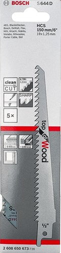 Bosch accessoires 5x reciprozaagblad voor hout s644d - 2608650673