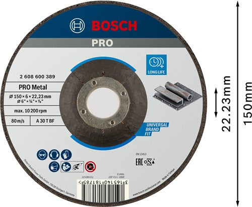Bosch accessoires afbraamschijf | metaal | 150x6 mm | per 1 | 2608600389 - 2608600389