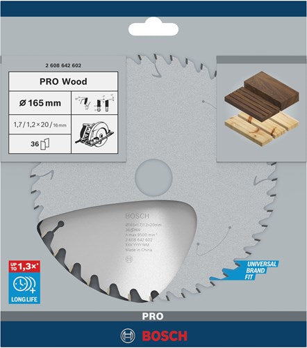 Bosch accessoires cirkelzaagblad 165x20 16x1,7 mm, 36t- 2608642602
