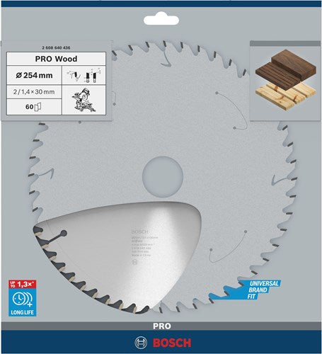 Bosch accessoires cirkelzaagblad optiline wood 254x30x2,0 mm, 60 tands 2608640436 - 2608640436