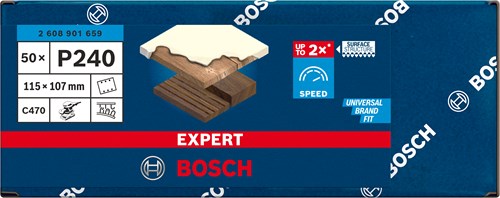 Bosch accessoires expert c470 schuurpapier 115 x 107 mm, k 240, 50-delig - 2608901659