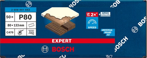 Bosch accessories 2608901662 schuurpapier voor vlakschuurmachine korrelgrootte 80 (l x b) 133 mm x 80 mm 50 stuk(s)