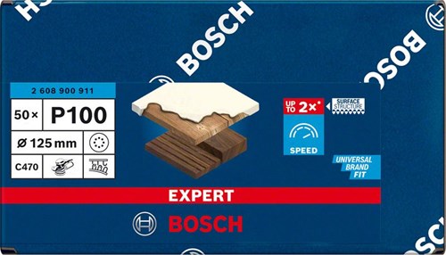 Bosch accessoires expert c470 schuurpapier voor excenterschuurmachines 125 mm, 8 gaten, k100 50-delig - 1 stuk(s) - 2608900911