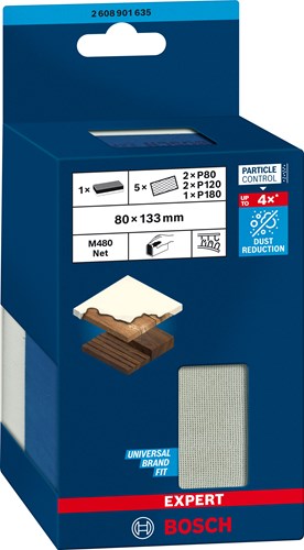 Bosch accessoires expert m480 schuurnet met dubbele dichtheid 80x133 mm - 2608901635