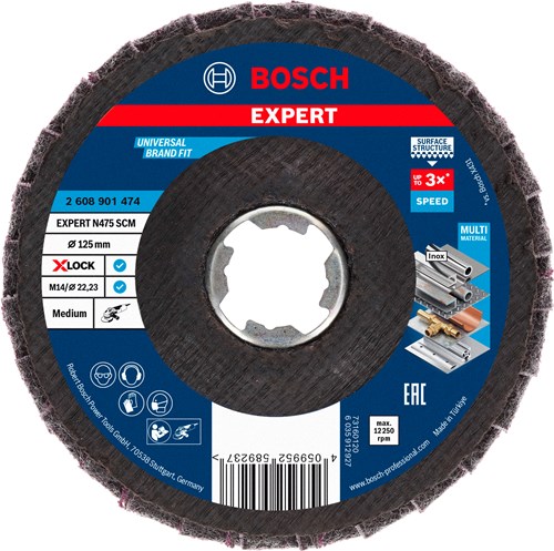 Bosch accessoires expert n475 scm x-lock schijf, 125 mm (1 stuks), middelgrof - 2608901474