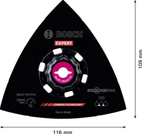 Bosch accessoires expert sanding plate mavz 116 rt10 multitoolzaagblad 116 mm - 1 stuk(s) - 2608900051
