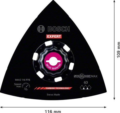 Bosch accessoires expert sanding plate mavz 116 rt6 multitoolzaagblad 116 mm - 1 stuk(s) - 2608900054