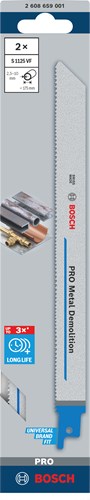 Bosch accessoires pro metal demolition s1125vf zaagblad | 1 |25 x 19 x 225 mm | 2-delig - 2608659001