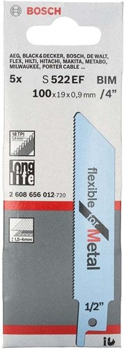 Bosch accessoires reciprozaagblad s 522 ef flexible for metal 5st - 2608656012