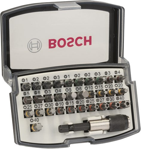 Bosch accessoires sets prof (32-delige set schroefbit ph1-ph2 (2x)-ph3 pz1-pz2 (2x)-pz3 hex3-hex4-hex5-hex6 t10-t15-t20-t20-t25-t27-t30-t40) - 2607017564
