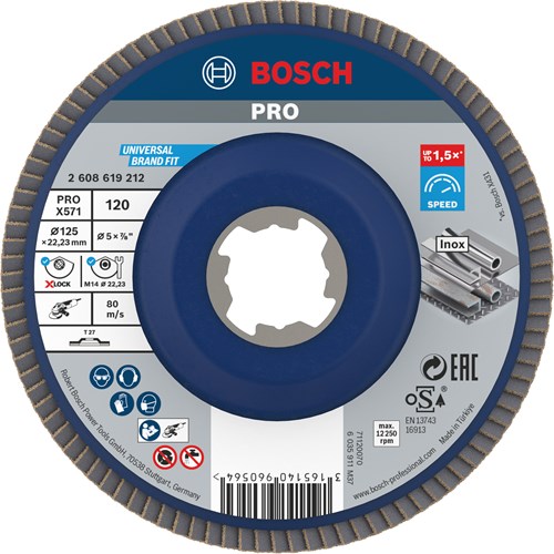 Bosch accessoires x-lock lamellenschijf best for metal recht, kunststof, ø125mm, g 120, x571 - 1 stuk(s) - 2608619212