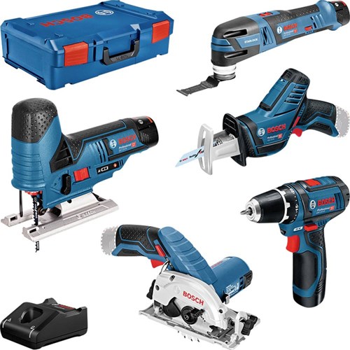 Bosch blauw 5 toolkit gsr 12v-15 + gst 12v-70 + gop 12v-28 + gks 12v-26 + gsa 12v-14 - 0615a0017c