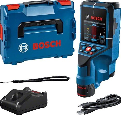 Bosch blauw bosch professional d-tect 200 c - leidingzoeker- inclusief 1x accu 12v gba 2.0 ah - usb-c kabel - handlus - l-boxx