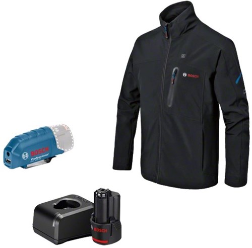 Bosch blauw ghj 12 + 18v xa | verwarmde jas 3xl | 1 x 2.0 ah accu + oplader 06188000g2