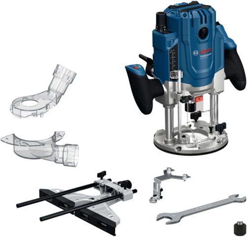 Bosch blauw gof 20-12 bovenfrees | incl. sleutel, parallelgeleider, 2x spantang, 2x stofadapter, 2x rolgeleider - 0601627220