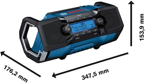 Bosch blauw gpb 18 v-2 sc bouwradio 18v | (ontvangst via dab+, bluetooth, fm en aux) | zonder accu's lader - 06014a3100