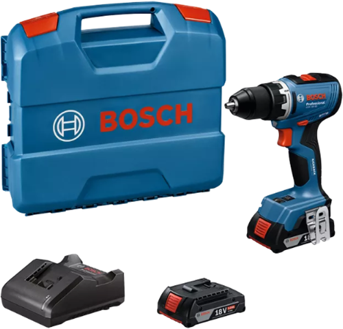 Bosch blauw gsr 18v-65 accu schroefboormachine | incl. 2x 2.0ah accu's en lader - 06019n3000