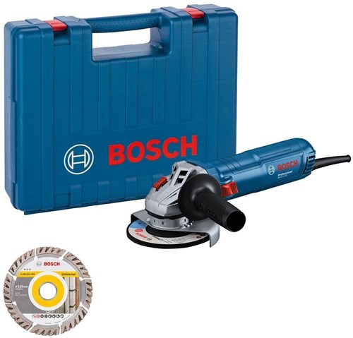 Bosch blauw gws 12-125 haakse slijper | incl. koffer en diamantschijf - 06013a6102