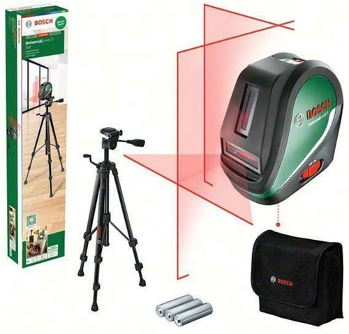 Bosch groen kruislijnlaser universallevel 3 set - 0603663905