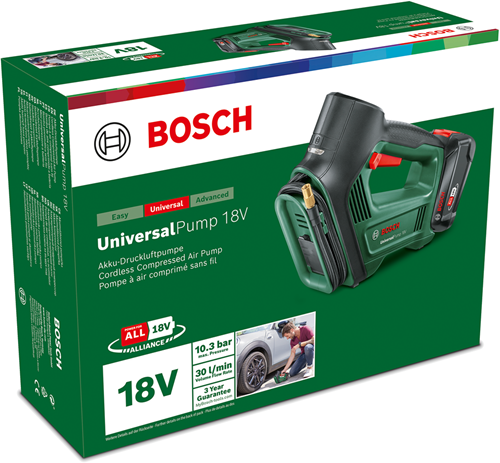 Bosch groen bosch universalpump 18v compressor - 10.3 bar - met 18 v accu en lader