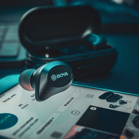 Écouteurs stéréo sans fil Bluetooth Boya BY-AP1 Noir