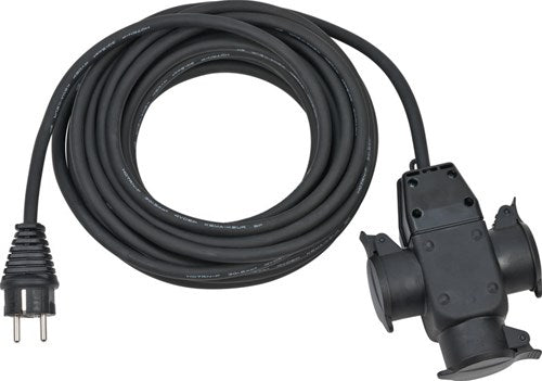 Brennenstuhl bouwplaats verlengkabel | 10m | h07rn-f3g1,5 zwart | met 3-weg rubberen koppeling | ip44 - 1167810301