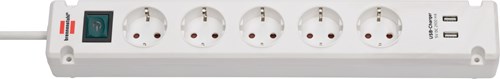 Brennenstuhl bremounta-stekkerstrip 5-voudig met 2 usb-laadbussen (connector usb met schakelaar en 3 m kabel) - 1150660325